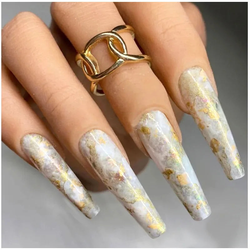 12 Grid Nail Sequins Paillette Aluminum Irregular Flakes Gold Pigment Nail Art Decoration Mirror Glitter Foils Paper