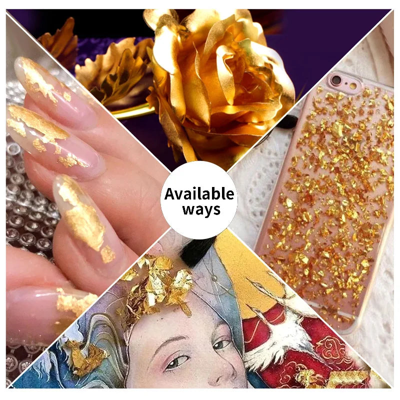 12 Grid Nail Sequins Paillette Aluminum Irregular Flakes Gold Pigment Nail Art Decoration Mirror Glitter Foils Paper