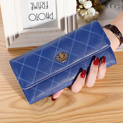 Women Wallet Lady Clutch Leather Plaid Hasp Female Wallets Long Length Card Holder Phone Bag Money Coin Pocket Ladies Purses