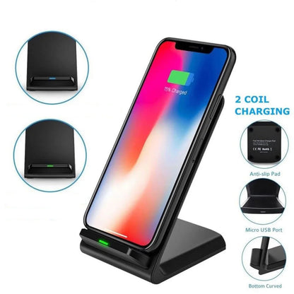 BAECOAR 15W QI Charger Desktop Wireless Charger Dual Coil Wireless Charging Phone Holder Stand LED Indicator CellPhone Chargers