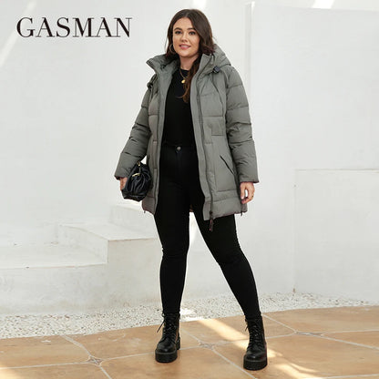 GASMAN New Fashion Down Jacket Women Plus Size Short Casual Hooded Big Pocket Parkas Female multicolor Coat Outwear GM-82172