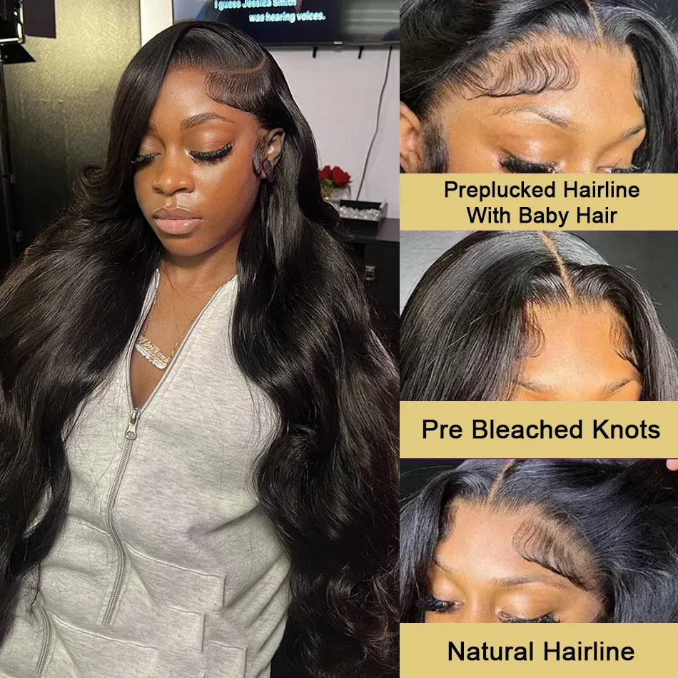 30 Inches Body Wave 13x4 HD Transparent Lace Front Brazilian Human Hair Wigs 250 Density 13x6 Body Wave Lace Frontal Wig