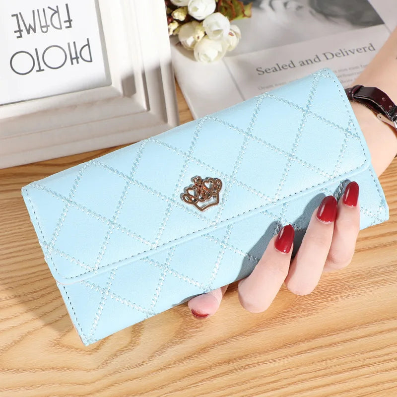 Women Wallet Lady Clutch Leather Plaid Hasp Female Wallets Long Length Card Holder Phone Bag Money Coin Pocket Ladies Purses