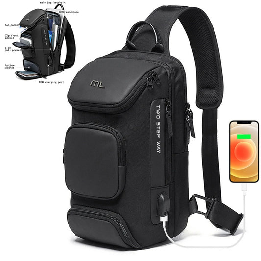 SUUTOOP Men Multifunction Anti-theft USB Shoulder Bag Travel Pack Messenger Crossbody Sling Chest Bag Pack For Male Women Female